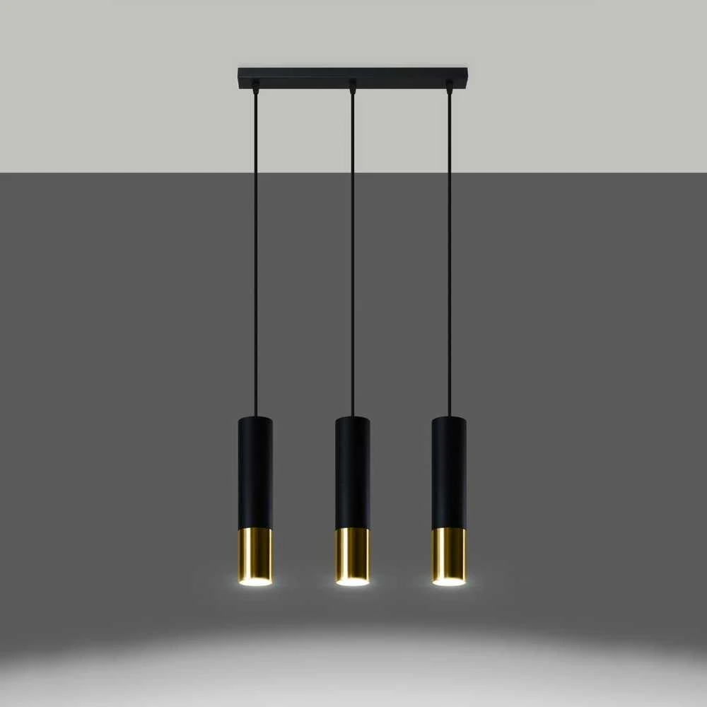 Sollux Lighting Pakabinamas šviestuvas LOOPEZ 3L juodas/auksinis