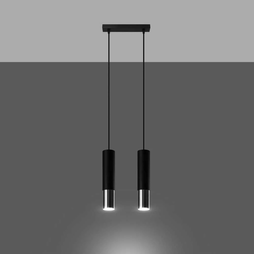 Sollux Lighting Pakabinamas šviestuvas LOOPEZ 2 juoda/chromas