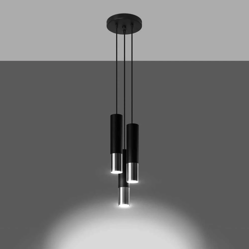 Sollux Lighting Pakabinamas šviestuvas LOOPEZ 3P juodas/chromas