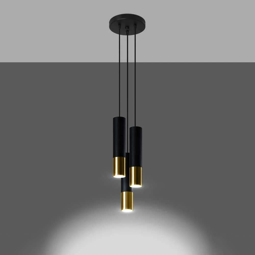 Sollux Lighting Pakabinamas šviestuvas LOOPEZ 3P juodas/auksinis