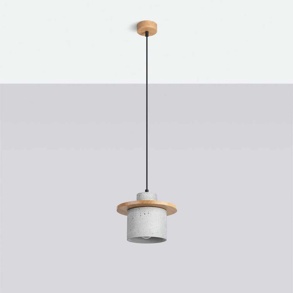 Sollux Lighting MAB pakabinamas šviestuvas, betono spalvos, mediena, 22x125cm, E27, 15W, modernus šviestuvas