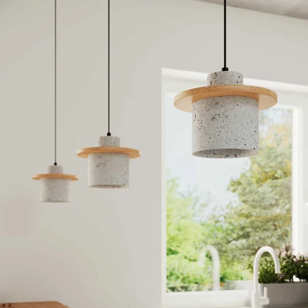 Sollux Lighting MAB pakabinamas šviestuvas, betono spalvos, mediena, 22x125cm, E27, 15W, modernus šviestuvas