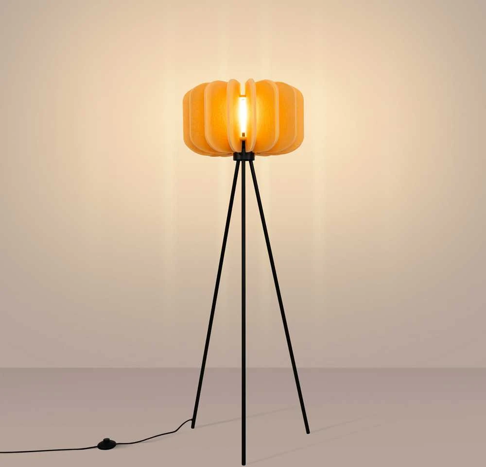 Pakabinamas šviestuvas Sollux Lighting MULA ispaniško oranžinio veltinio šviestuvo gaubtas, 45 cm, modernus pakabinamas toršeras