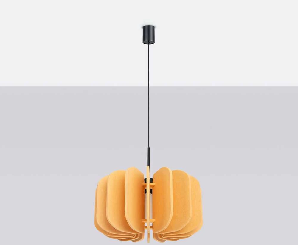 Pakabinamas šviestuvas Sollux Lighting MULA modernus pakabinamas ir toršeras, veltinio gaubtas, 45 cm, juodas rėmas