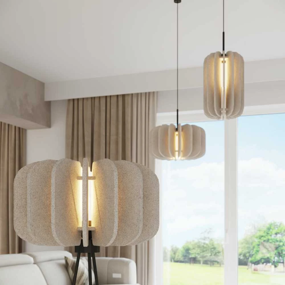 Pakabinamas šviestuvas Sollux Lighting MULA modernus pakabinamas ir toršeras, veltinio gaubtas, 45 cm, juodos smėlio spalvos