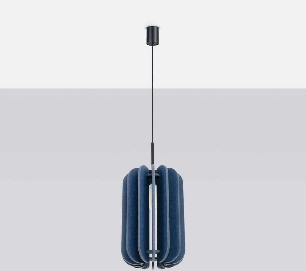 Sollux Lighting MULA modernus pakabinamas šviestuvas, 27 cm, veltinio gaubtas, juodas rėmas, savaime surenkamas