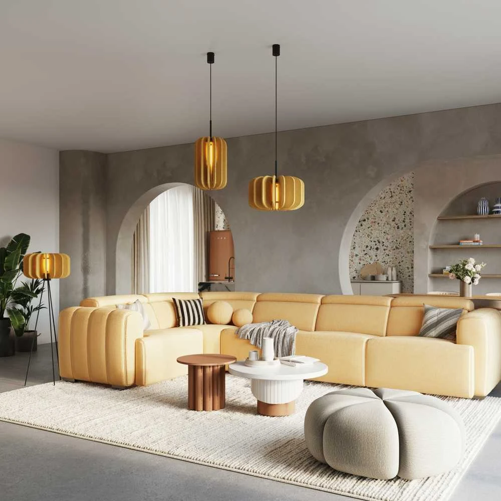 Pakabinamas šviestuvas Sollux Lighting MULA modernus pakabinamas ir toršeras, veltinio gaubtas, 45 cm, juodas rėmas