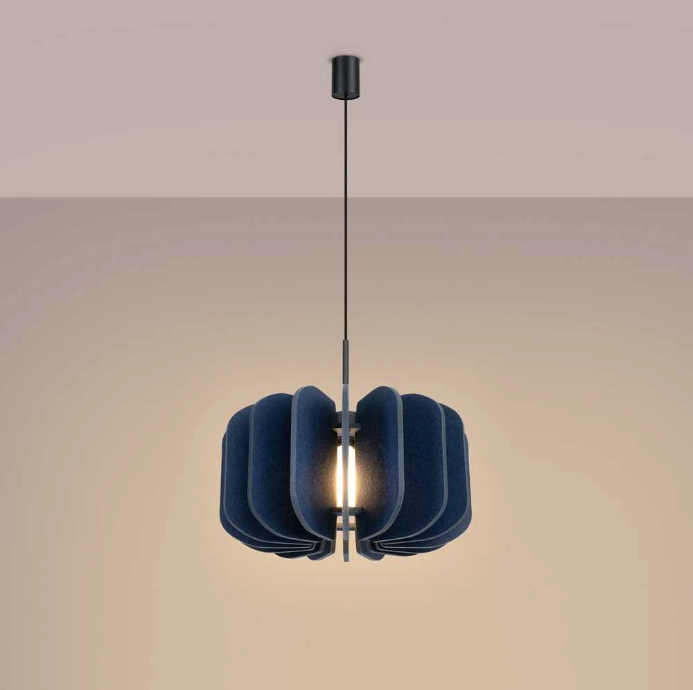 Pakabinamas šviestuvas Sollux Lighting MULA modernus pakabinamas ir toršeras, veltinio gaubtas, 45 cm, juodas rėmas