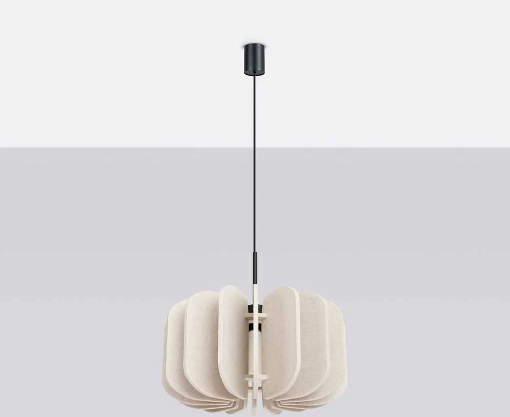 Pakabinamas šviestuvas Sollux Lighting MULA modernus pakabinamas ir toršeras, veltinio gaubtas, 45 cm, juodos smėlio spalvos