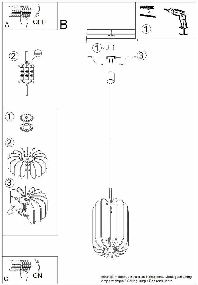 Sollux Lighting MULA modernus pakabinamas šviestuvas, 27 cm, veltinio gaubtas, juodas rėmas, savaime surenkamas