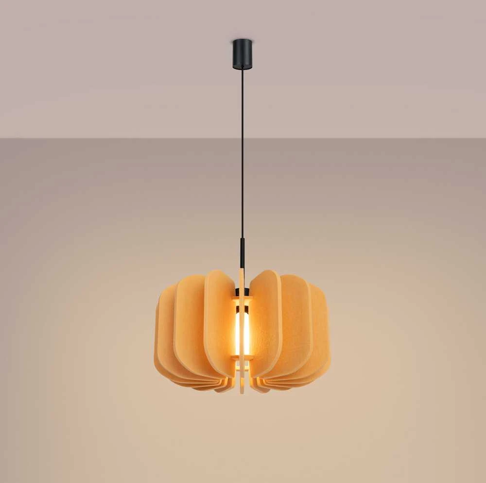 Pakabinamas šviestuvas Sollux Lighting MULA modernus pakabinamas ir toršeras, veltinio gaubtas, 45 cm, juodas rėmas