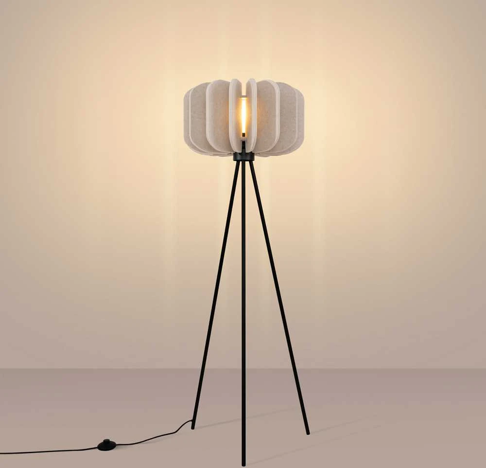 Pakabinamas šviestuvas Sollux Lighting MULA modernus veltinio pakabinamas ir toršeras, 45 cm, juodos smėlio spalvos, gaubtas