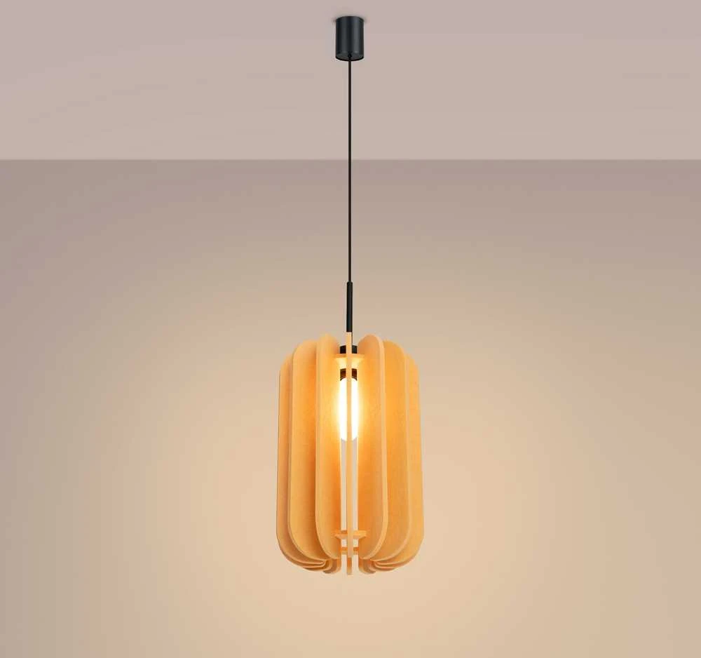 Sollux Lighting MULA pakabinamas šviestuvas, 27 cm, veltinio gaubtas, juodas rėmas, modernus dizainas