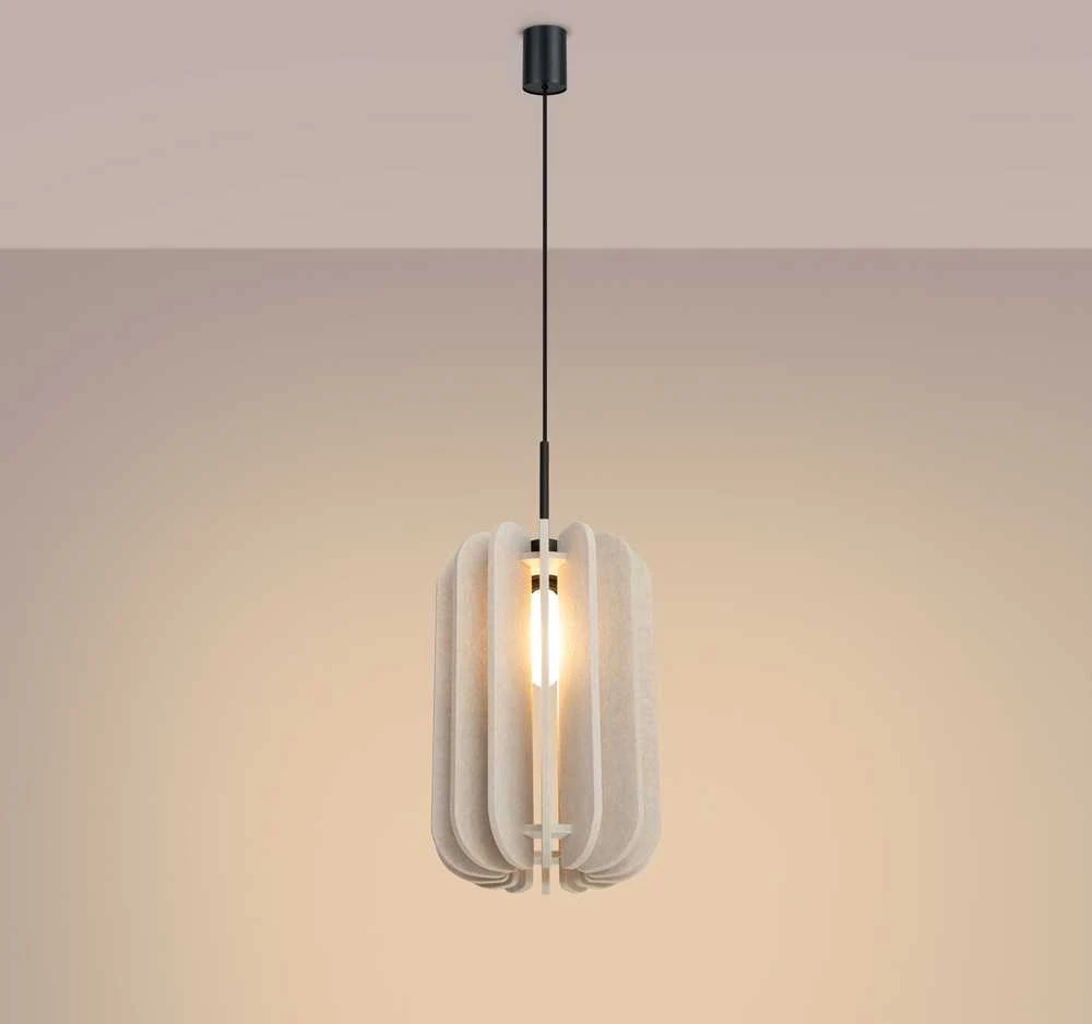 Sollux Lighting MULA pakabinamas šviestuvas, 27 cm, veltinio gaubtas, juodas rėmas, modernus dizainas