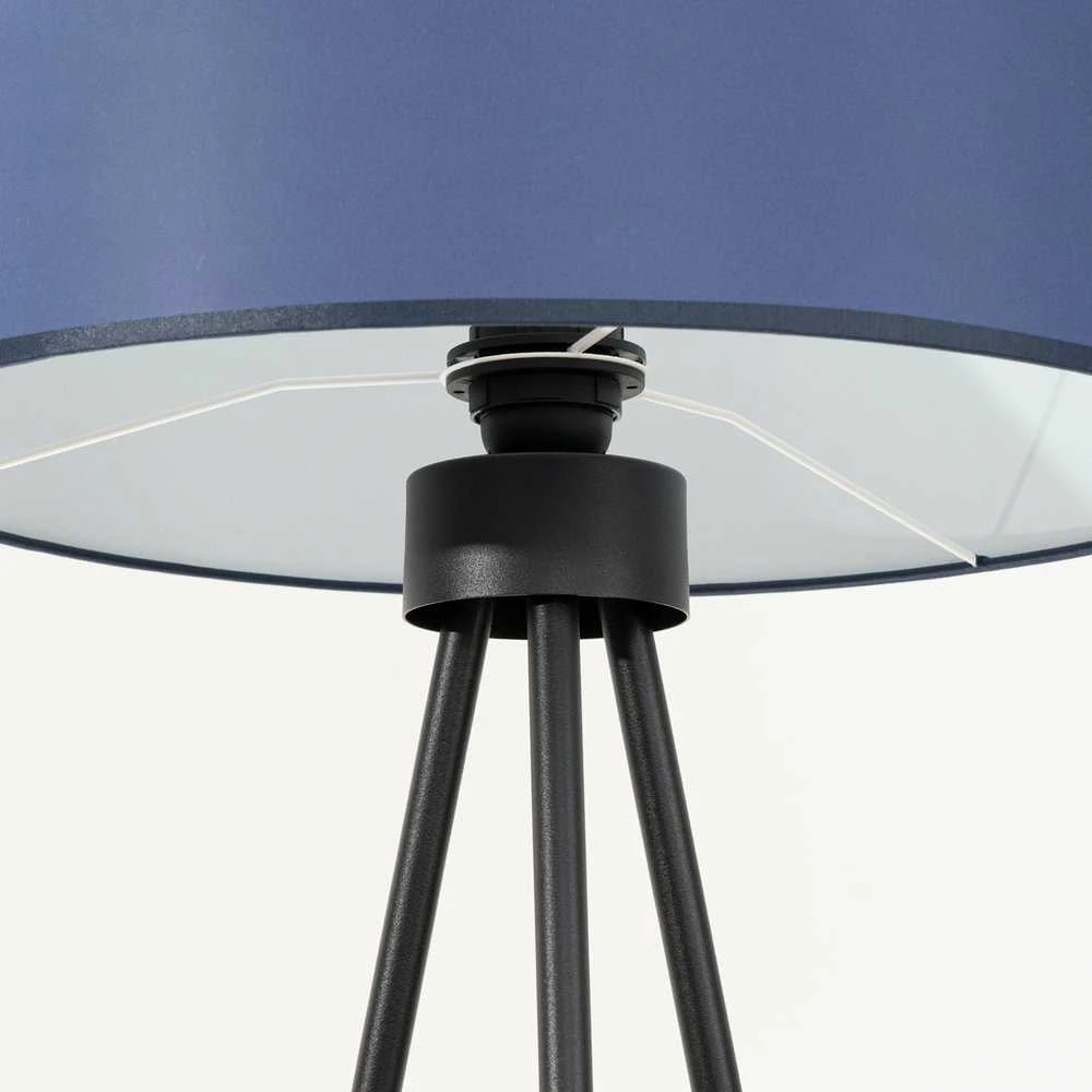 Sollux Lighting NEVIA pakabinamas šviestuvas, tamsiai mėlynas, audinio gaubtas, juodas rėmas, 40 cm