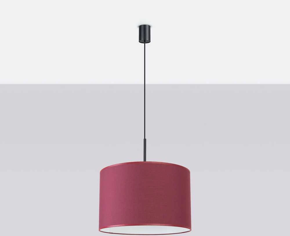 Sollux Lighting NEVIA pakabinamas šviestuvas, bordo spalvos, audinio gaubtas, 40x25 cm, juodo rėmo