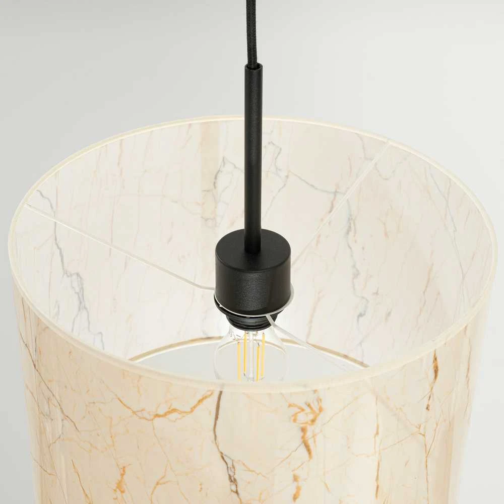 Sollux Lighting NEVIA pakabinamas šviestuvas, smėlio spalvos, marmuras, audinio gaubtas, 40x137 cm, juodo rėmo