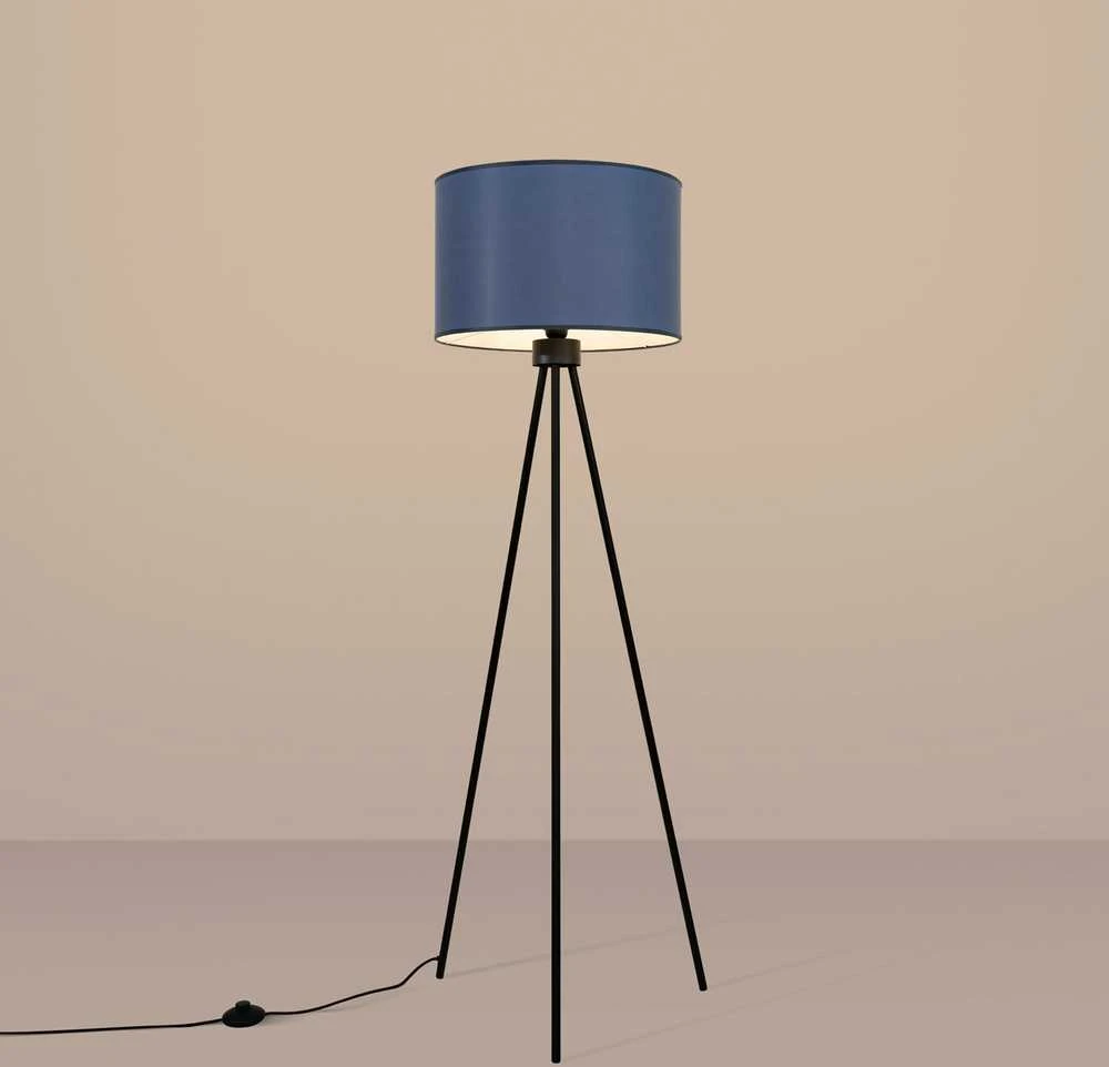 Sollux Lighting NEVIA pakabinamas šviestuvas, tamsiai mėlynas, audinio gaubtas, juodas rėmas, 40 cm