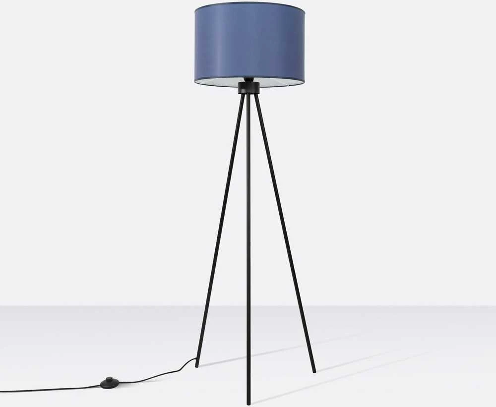 Sollux Lighting NEVIA pakabinamas šviestuvas, tamsiai mėlynas, audinio gaubtas, juodas rėmas, 40 cm