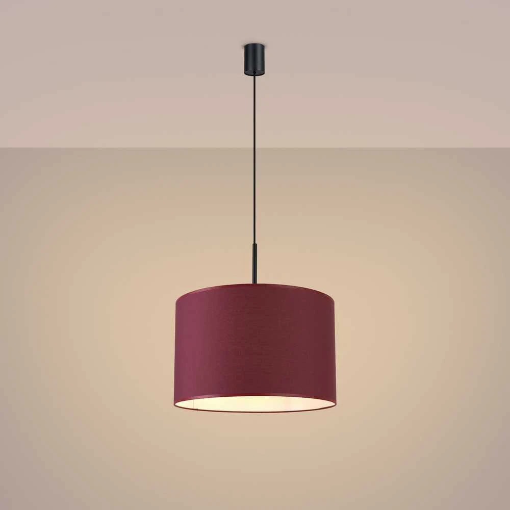 Sollux Lighting NEVIA pakabinamas šviestuvas, bordo spalvos, audinio gaubtas, 40x25 cm, juodo rėmo