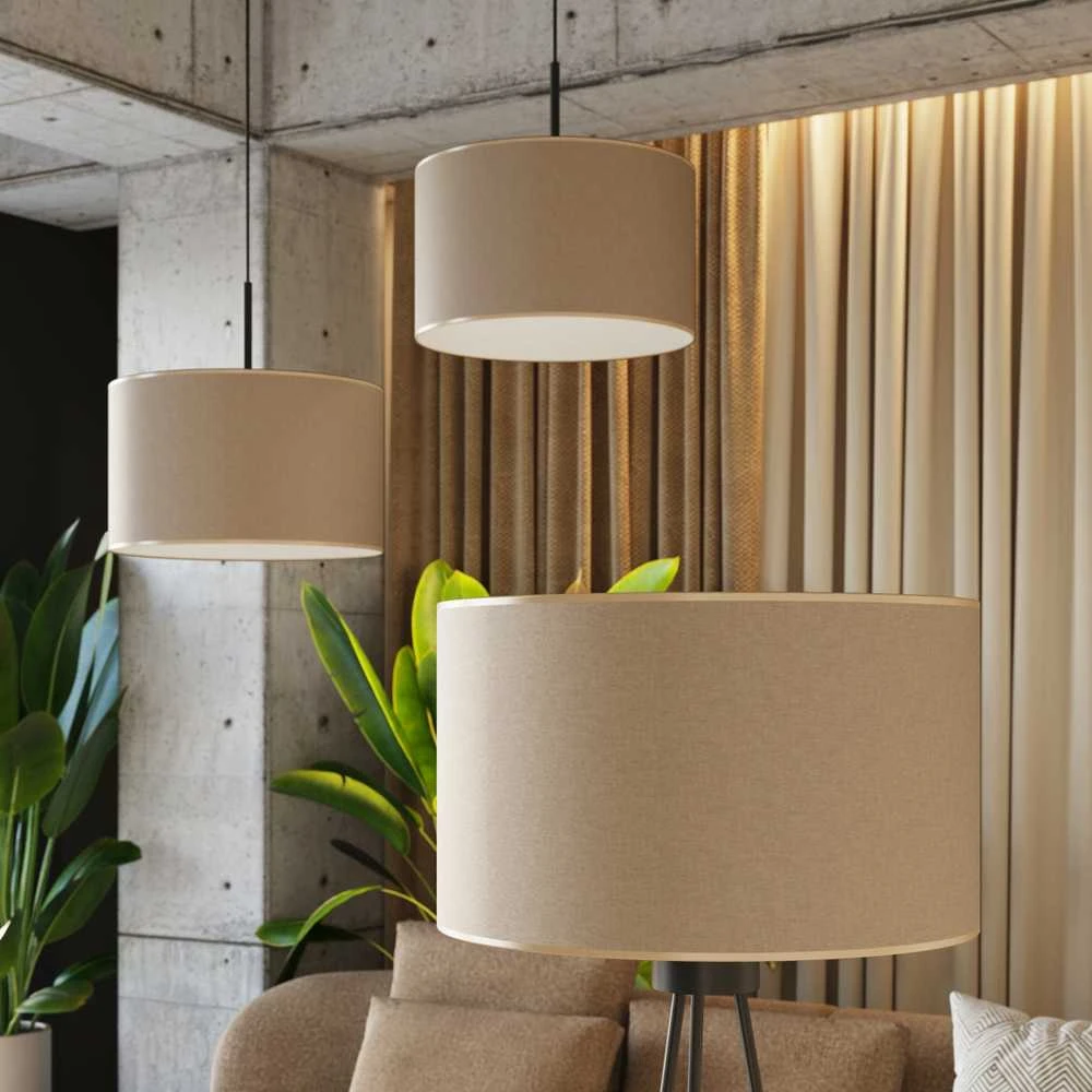 Sollux Lighting NEVIA pakabinamas šviestuvas su cilindriniu audinio gaubtu, pilkai pilkos spalvos, 40 cm
