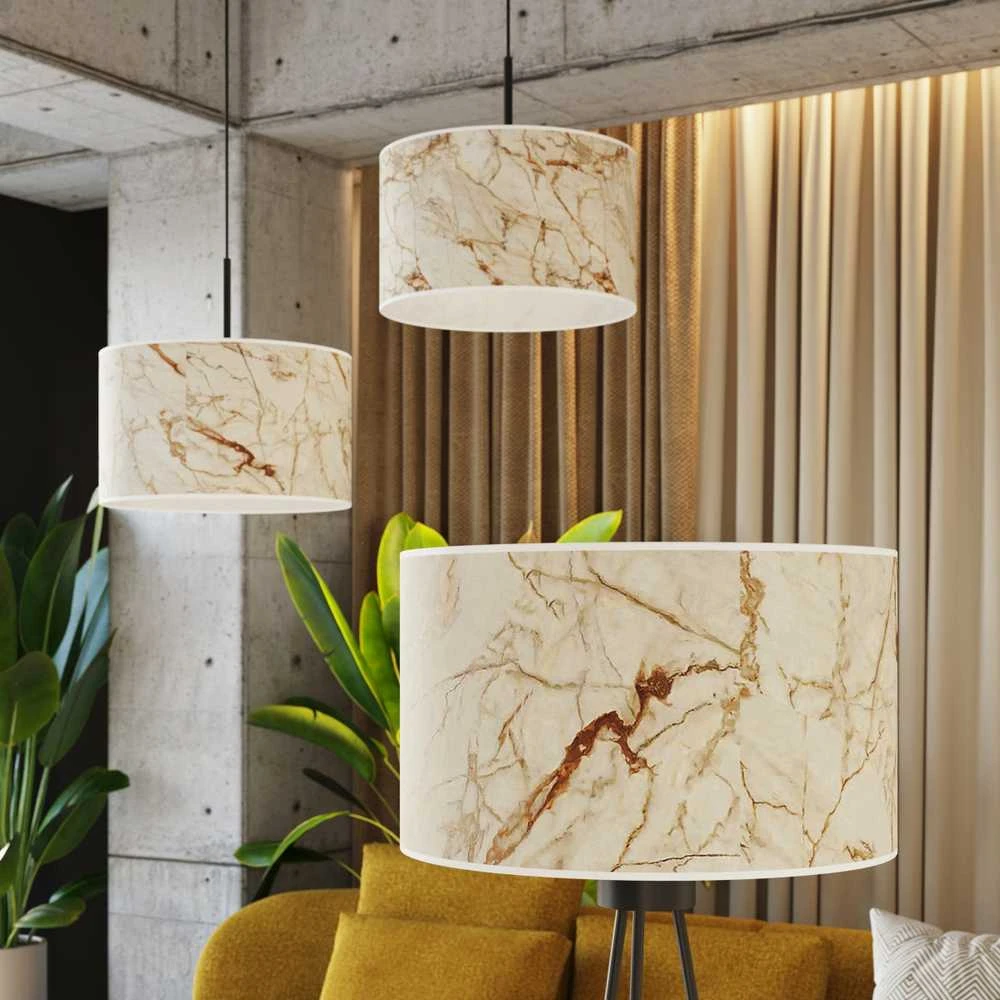 Sollux Lighting NEVIA pakabinamas šviestuvas, smėlio spalvos, marmuras, audinio gaubtas, 40x137 cm, juodo rėmo