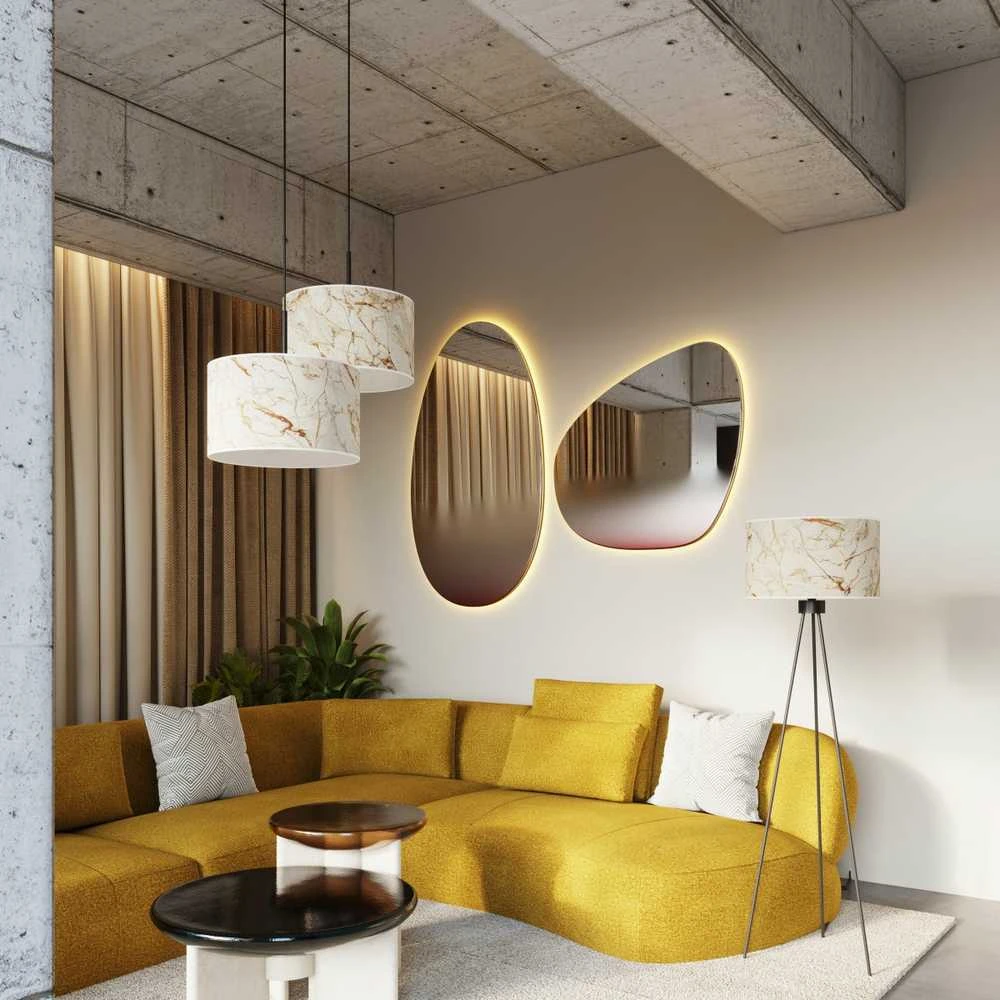 Sollux Lighting NEVIA pakabinamas šviestuvas, juodas rėmas, smėlio spalvos, marmurinis gaubtas, 40 cm