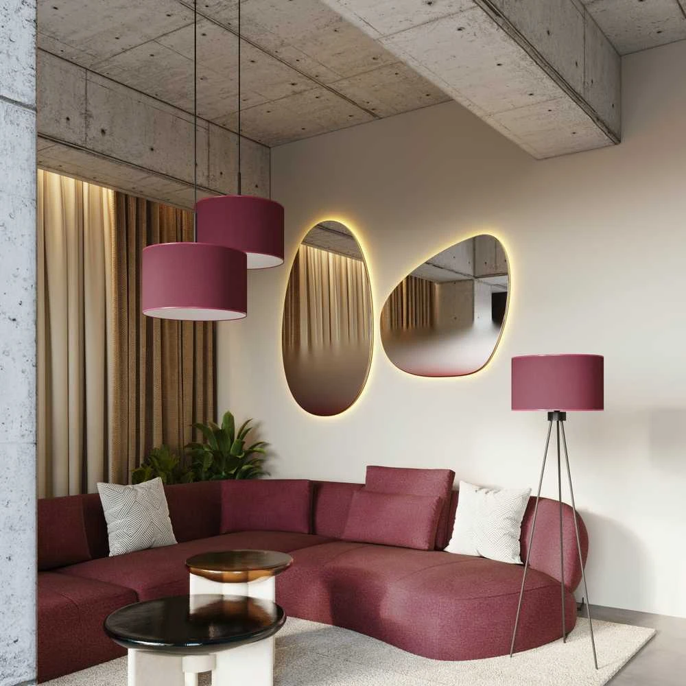 Sollux Lighting NEVIA pakabinamas šviestuvas, bordo spalvos, audinio gaubtas, 40x25 cm, IP20