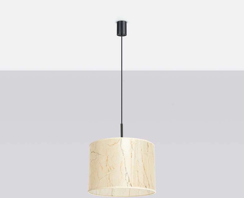 Sollux Lighting NEVIA pakabinamas šviestuvas, smėlio spalvos, marmuras, audinio gaubtas, 40x137 cm, juodo rėmo
