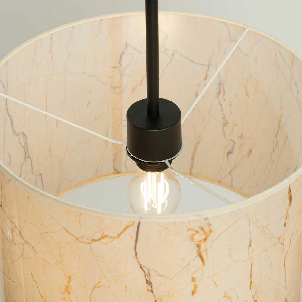 Sollux Lighting NEVIA pakabinamas šviestuvas, smėlio spalvos, marmuras, audinio gaubtas, 40x137 cm, juodo rėmo