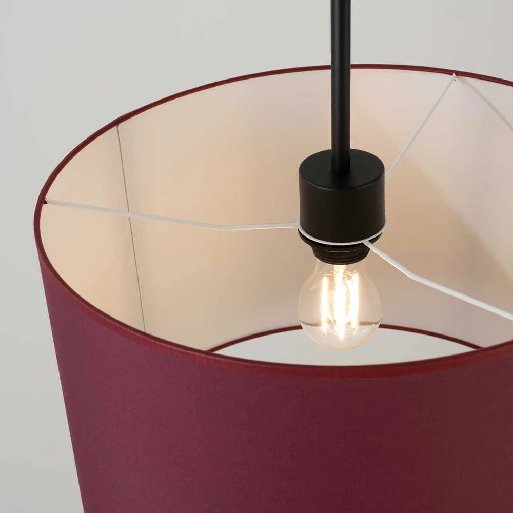 Sollux Lighting NEVIA pakabinamas šviestuvas, bordo spalvos, audinio gaubtas, 40x25 cm, juodo rėmo