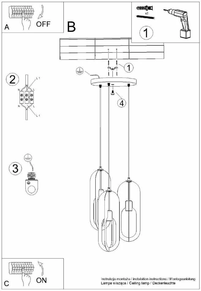 Sollux Lighting Pakabinamas šviestuvas NICUS 1 baltas