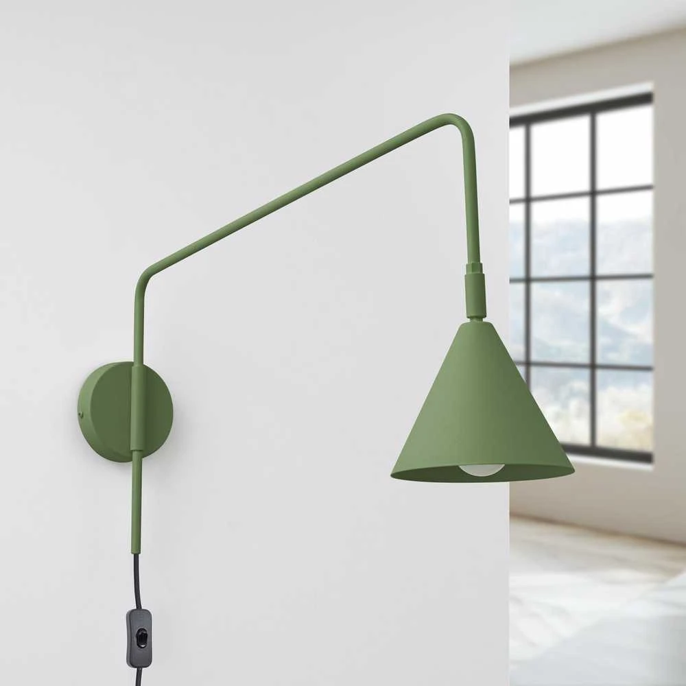 Sollux Lighting NOX sieninis šviestuvas, alyvuogių žalios spalvos, plienas, E14, LED, 10 W, modernus akcentinis šviestuvas