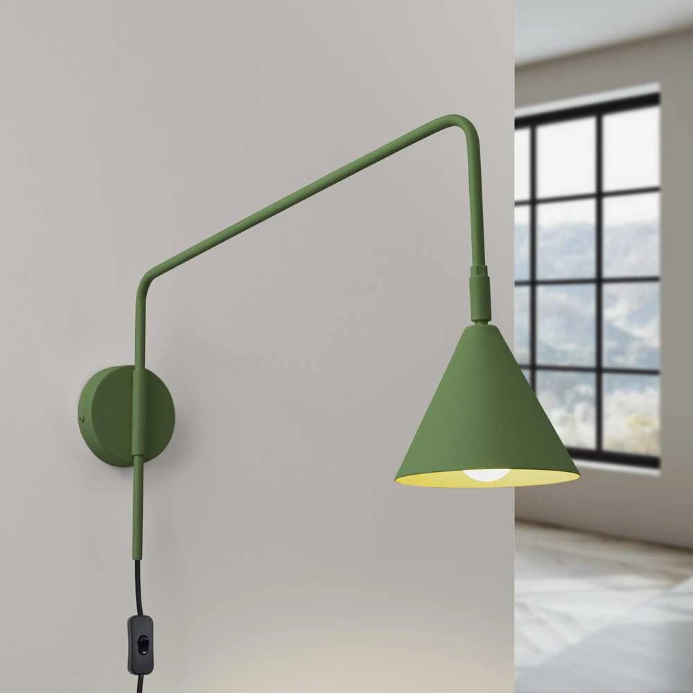 Sollux Lighting NOX sieninis šviestuvas, alyvuogių žalios spalvos, plienas, E14, LED, 10 W, modernus akcentinis šviestuvas