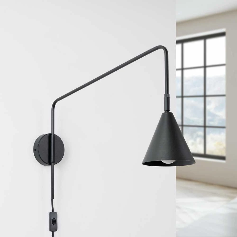 Sollux Lighting NOX sieninis šviestuvas, juodas plienas, E14 LED, 10 W, modernus geometrinis gaubtas