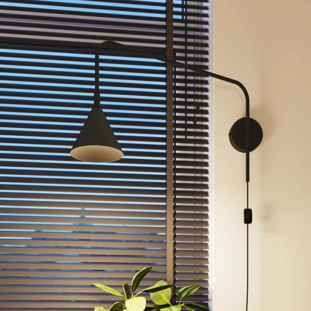 Sollux Lighting NOX sieninis šviestuvas, juodas plienas, E14 LED, 10 W, modernus geometrinis gaubtas