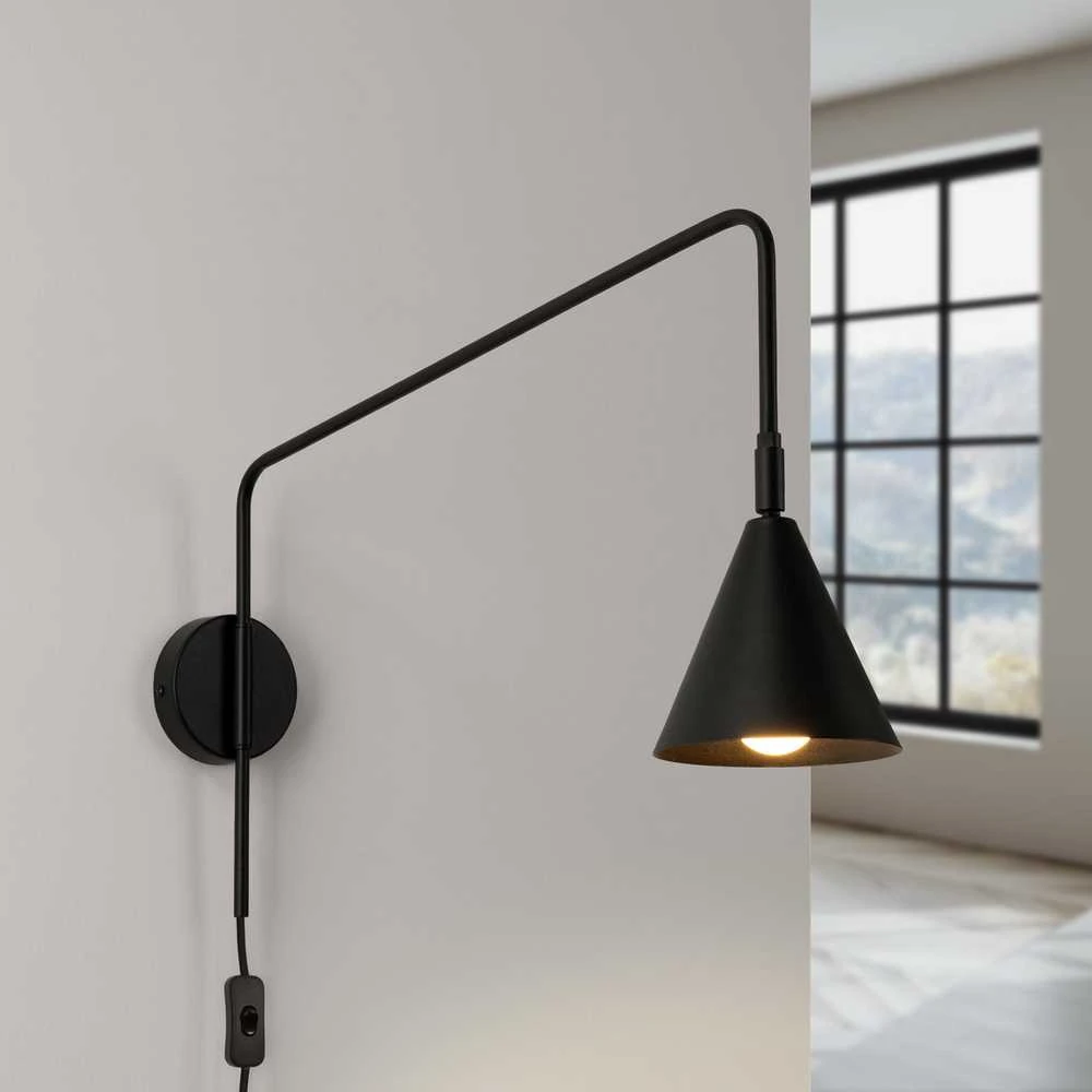 Sollux Lighting NOX sieninis šviestuvas, juodas plienas, E14 LED, 10 W, modernus geometrinis gaubtas