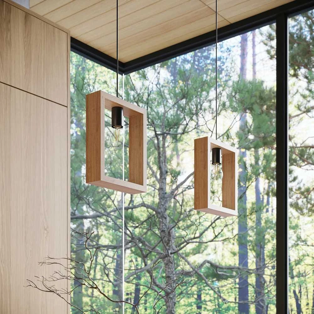 Sollux Lighting Pakabinamas šviestuvas ARIES iš natūralaus medžio