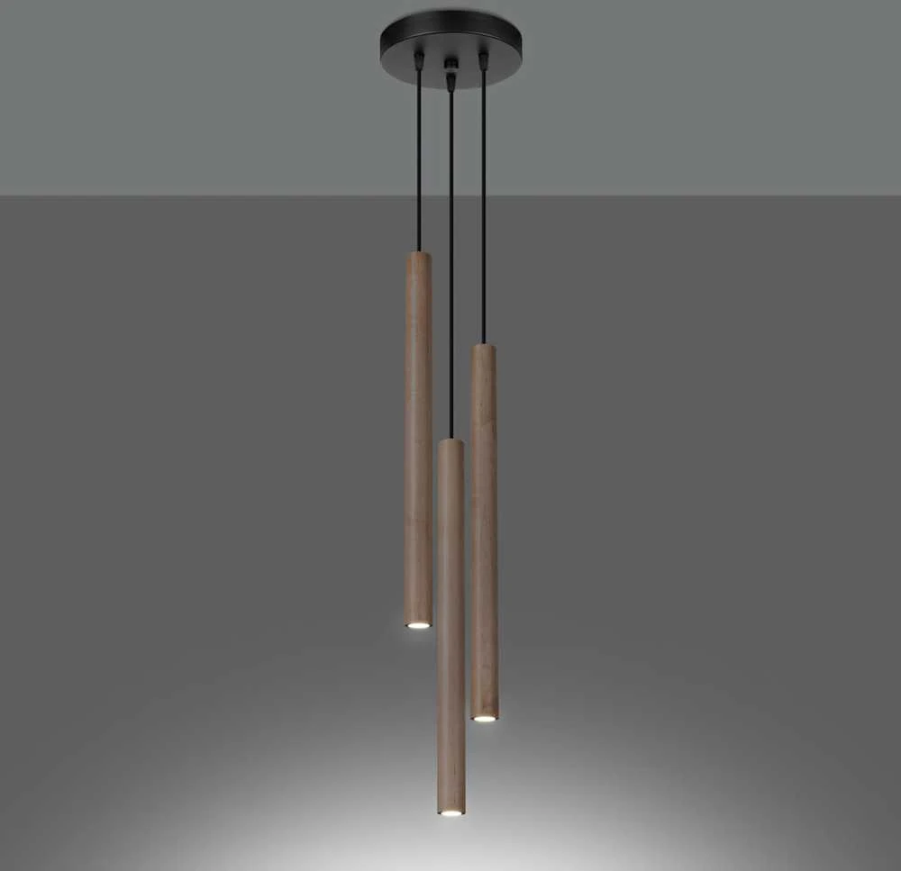 Sollux Lighting Pakabinamas šviestuvas PASTELO 3P medinis
