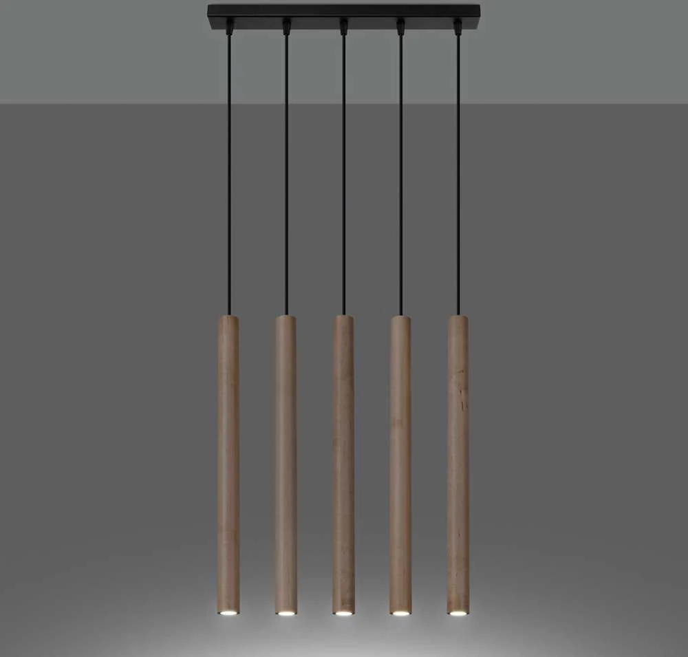 Sollux Lighting Pakabinamas šviestuvas PASTELO 5L medinis
