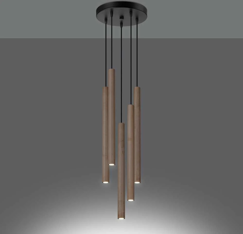 Sollux Lighting Pakabinamas šviestuvas PASTELO 5P medinis