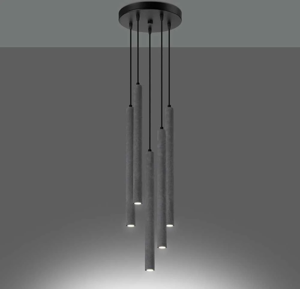 Sollux Lighting Pakabinamas šviestuvas PASTELO 5P betonas