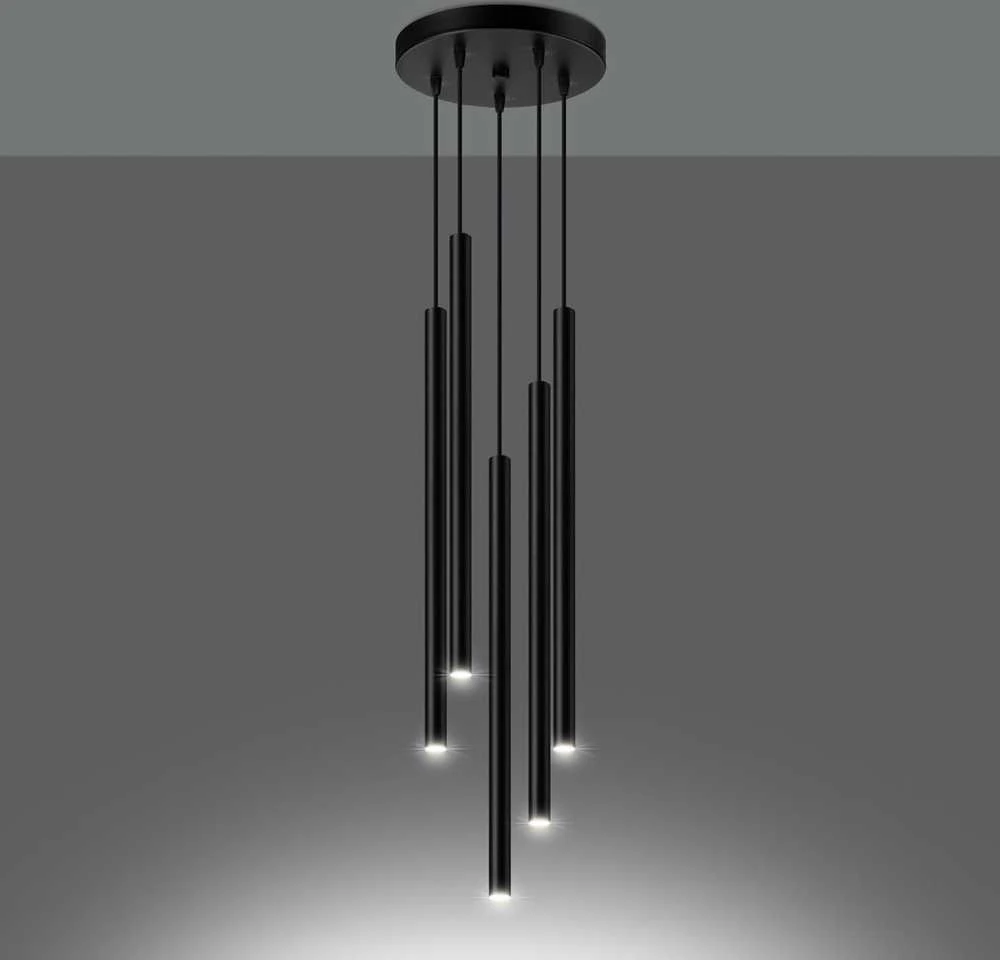 Sollux Lighting Pakabinamas šviestuvas PASTELO 5P juodas