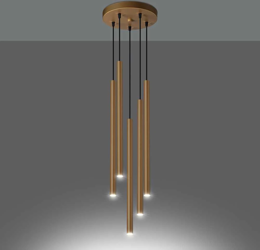Sollux Lighting Pakabinamas šviestuvas PASTELO 5P auksinis