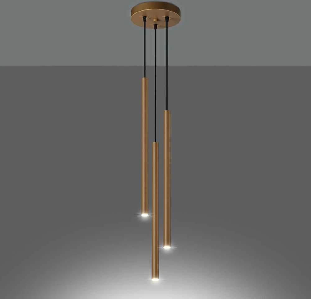 Sollux Lighting Pakabinamas šviestuvas PASTELO 3P auksinis