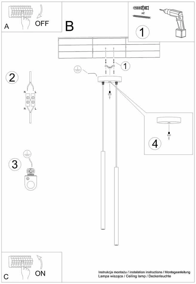 Sollux Lighting Pakabinamas šviestuvas PASTELO 2 auksinis