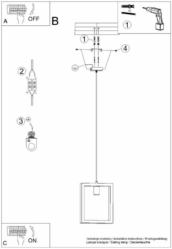 Sollux Lighting Pakabinamas šviestuvas ARIES baltas