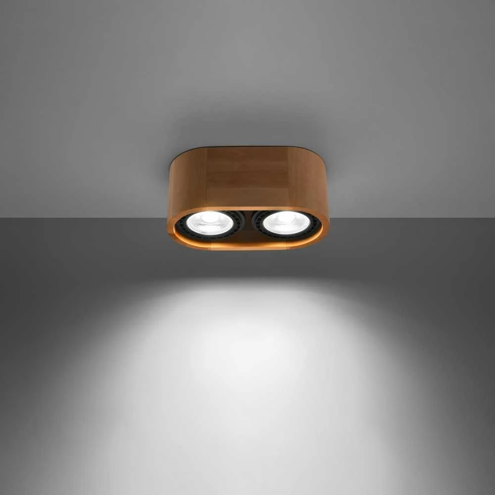 Sollux Lighting Lubinis šviestuvas BASIC 2 natūralaus medžio