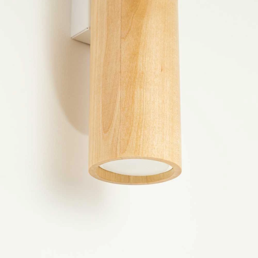 Pakabinamas šviestuvas Sollux Lighting „Peach Puff Lino“ 2 medinių pakabinamų šviestuvų komplektas, modernus vamzdinis dizainas