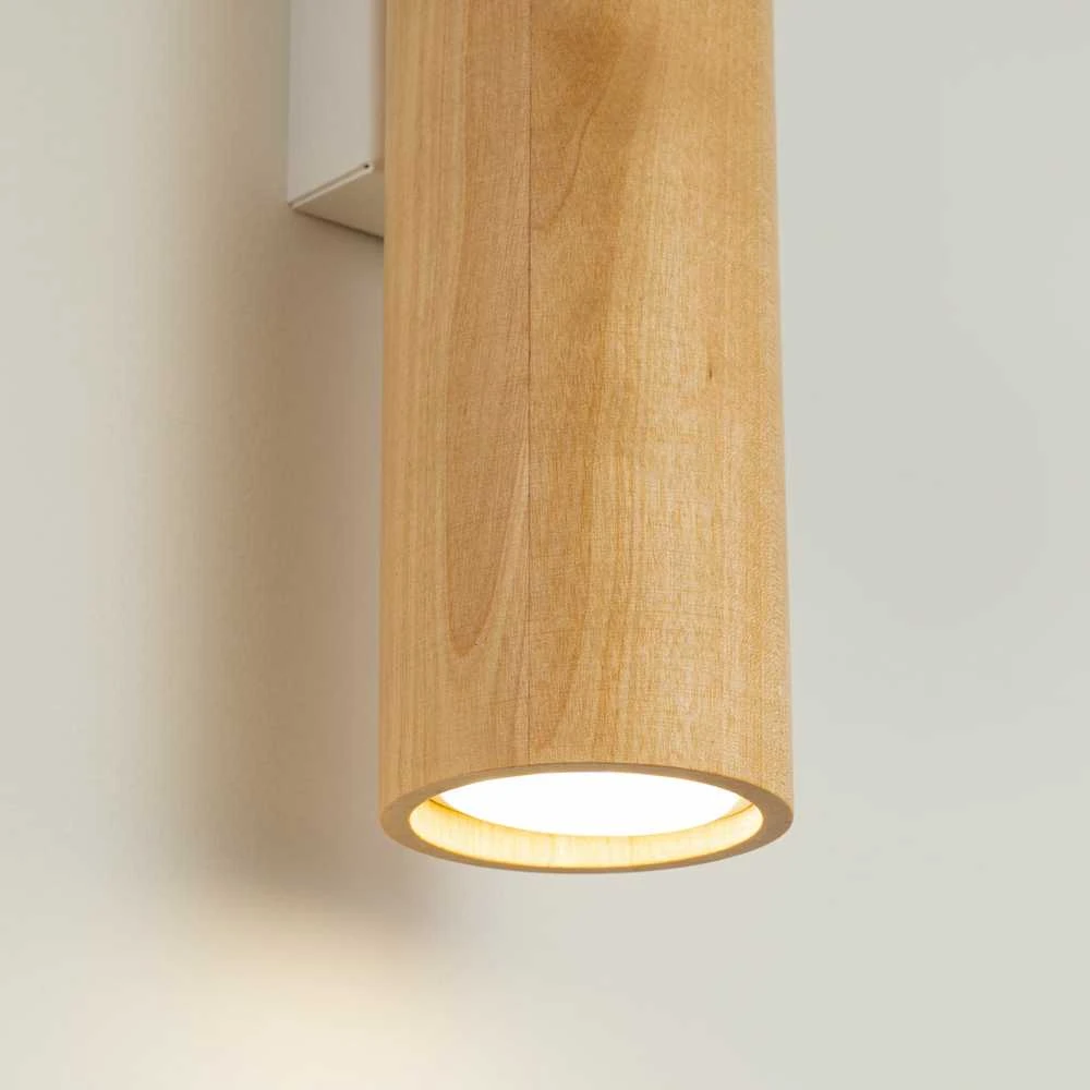 Pakabinamas šviestuvas Sollux Lighting „Peach Puff Lino“ 2 medinių pakabinamų šviestuvų komplektas, modernus vamzdinis dizainas